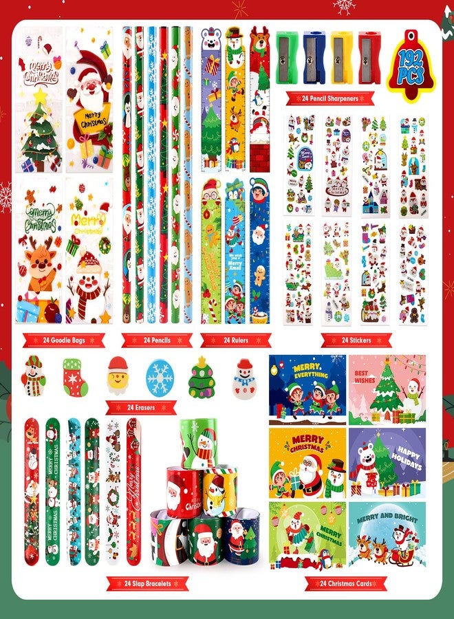 OCHIDO 192 PCS Christmas Party Favors for Kids, Christmas Stationery Set for Stocking Goodie Bag Stuffers, Classroom Christmas Gifts Exchange, School Games Reward Prizes - Image 2